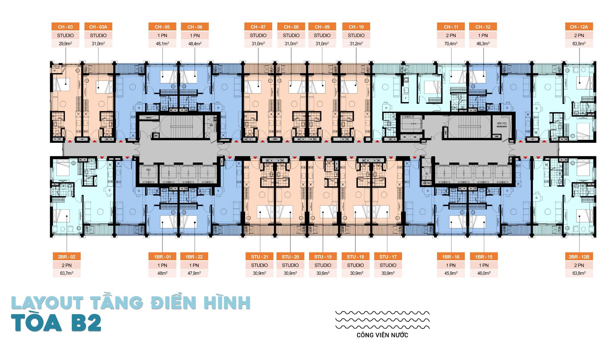 Layout và mặt bằng tầng căn hộ Blanca - Tháp B2