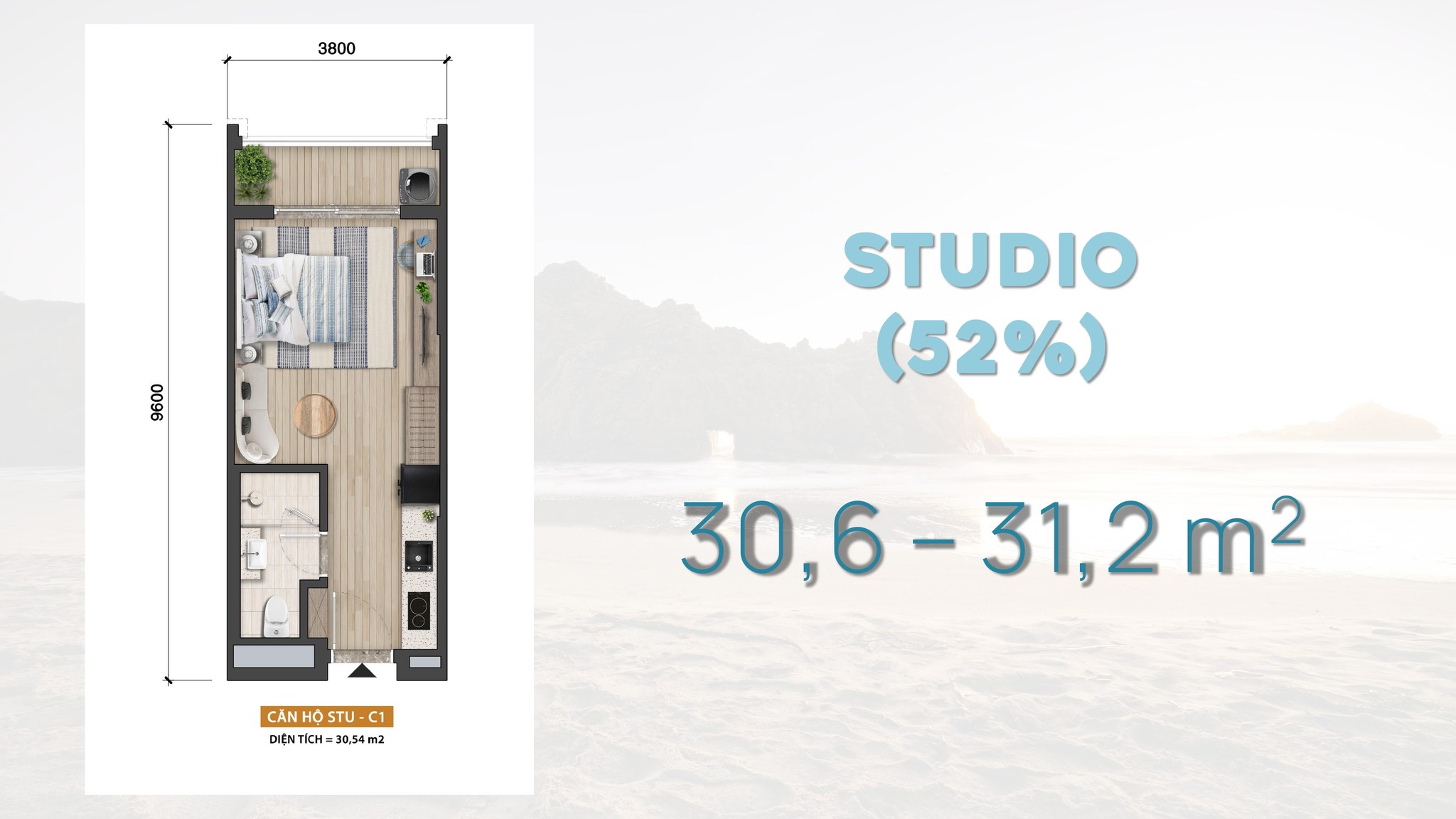 Layout và mặt bằng tầng căn hộ Blanca - Studio
