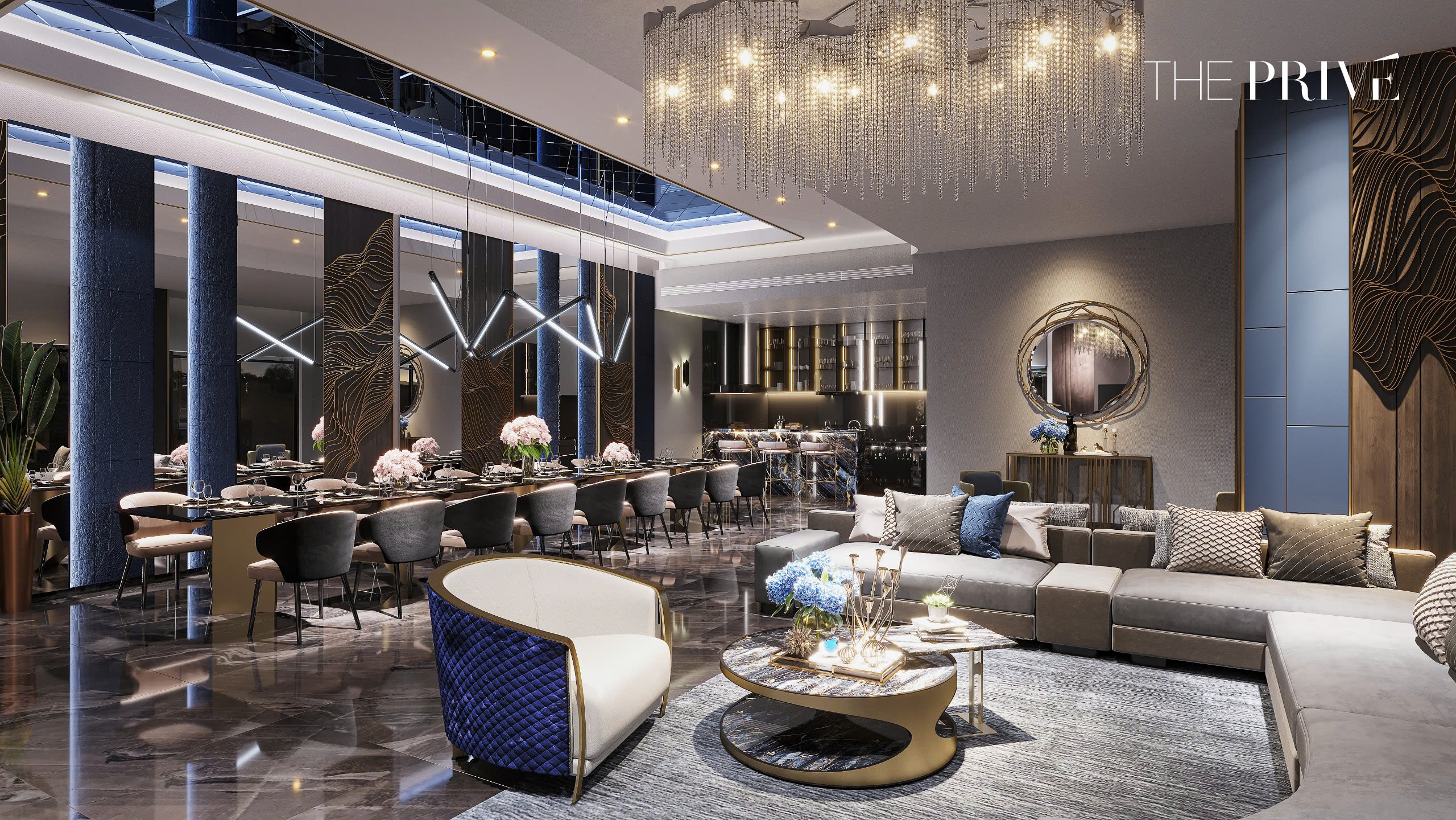 Phối cảnh sảnh chờ căn hộ The Privé Đất Xanh